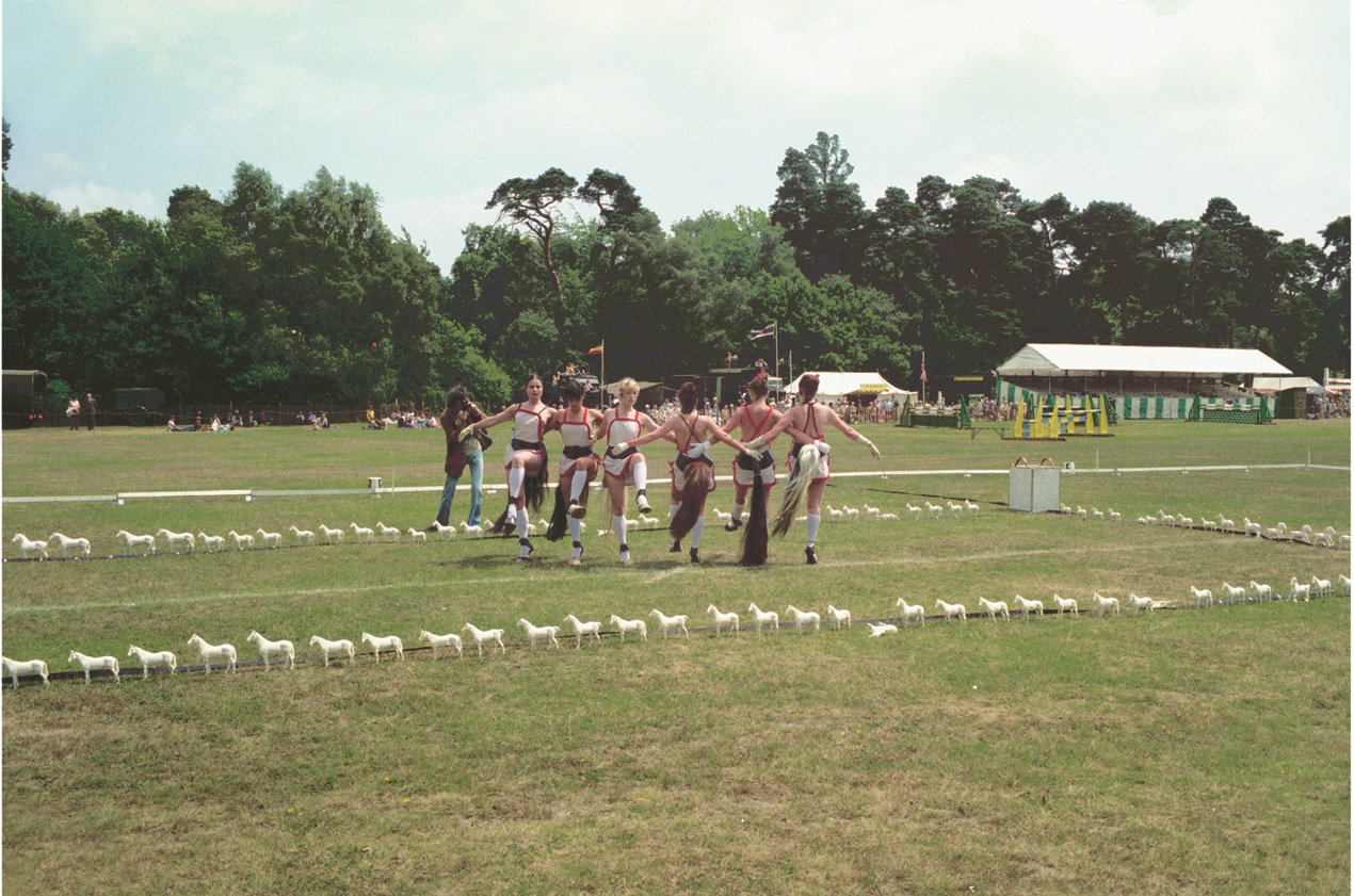 Rose English, Quadrille, 1975, Colour, silent DVD of performance in Southampton, 1975, in a pink box 10’57”, Edition of 6, AP 3/3. © the artist, courtesy Richard Saltoun Gallery and Karsten Schubert Gallery.