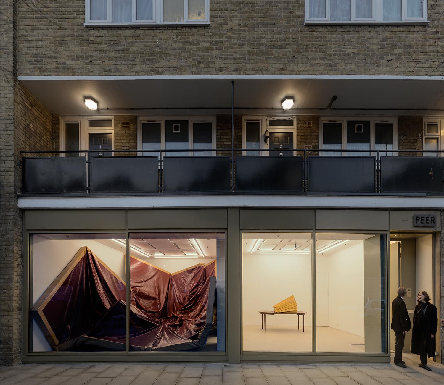 Angela de la Cruz, Larger than Life, 2004, and Table, 2016, PEER, 2016. Courtesy Angela de la Cruz and PEER. Photo Chris Dorley-Brown.