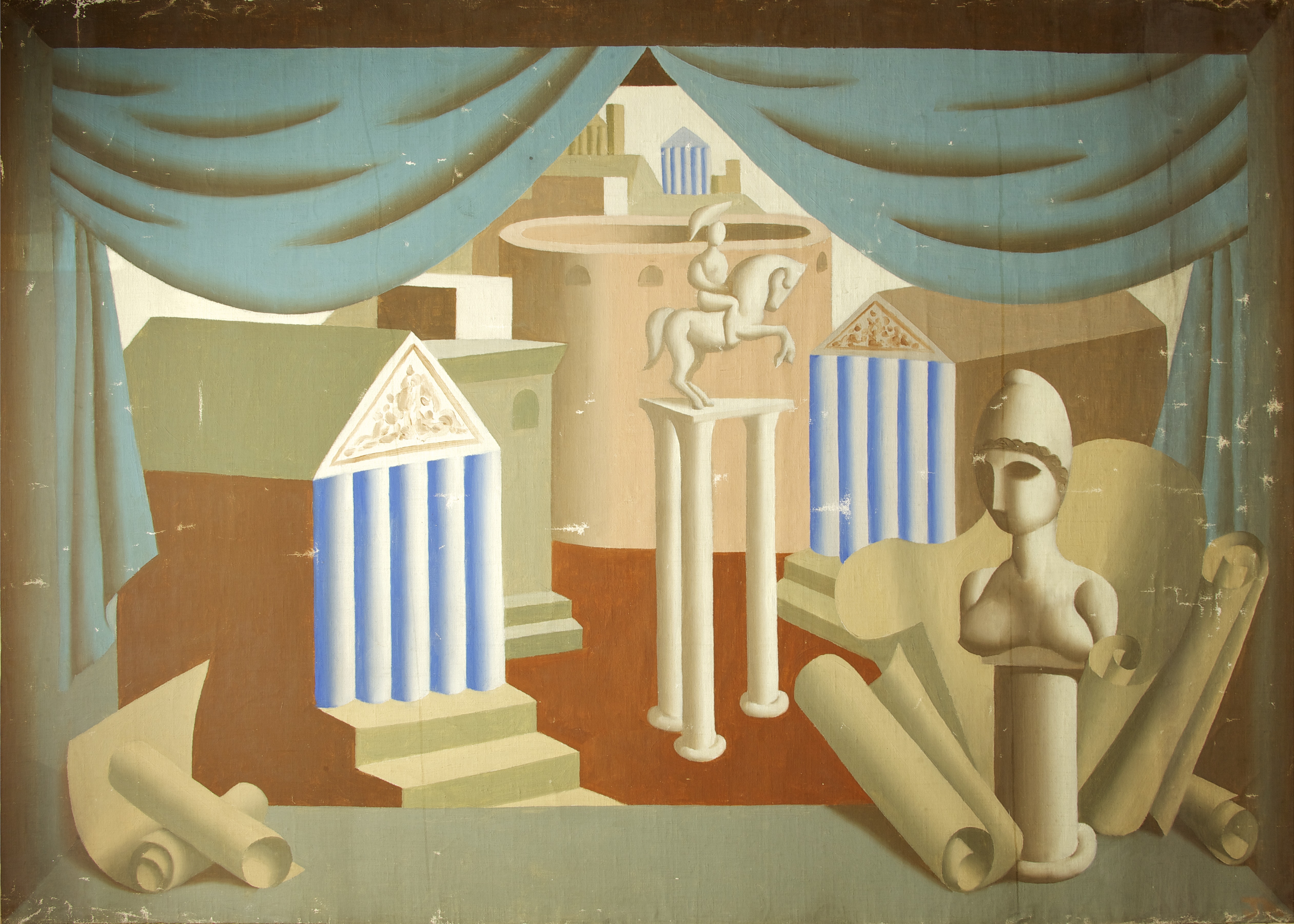 Stage Set with Classical Buildings and Sculpture (1920s)