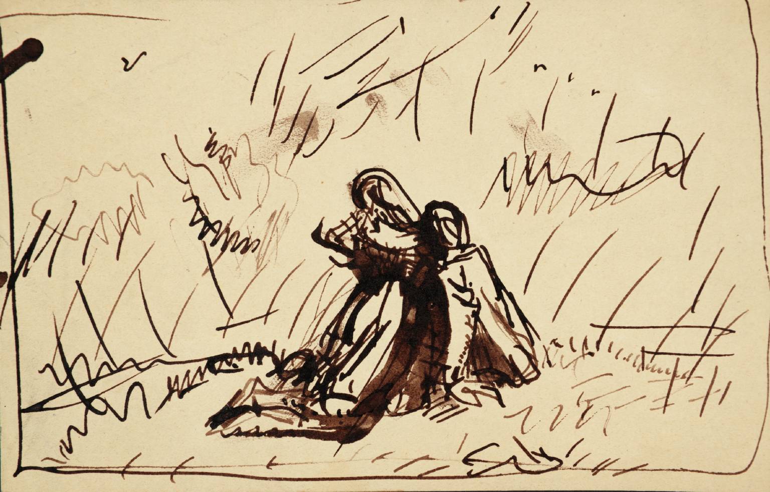 Catherine and Heathcliffe sitting in a Field (from Emily Brontë's Wuthering Heights) (about 1926)