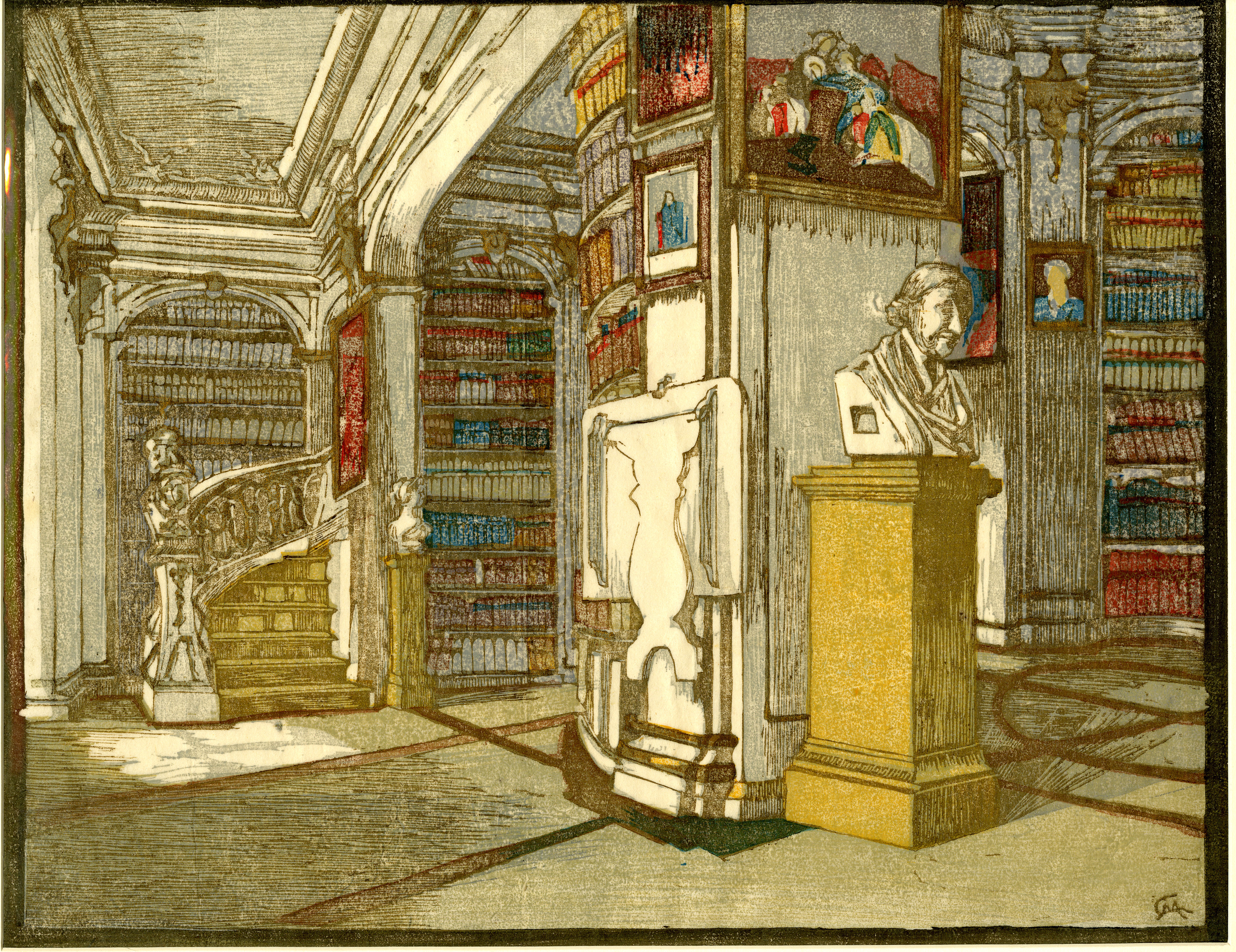 Interior of library at Weimar (about 1926)