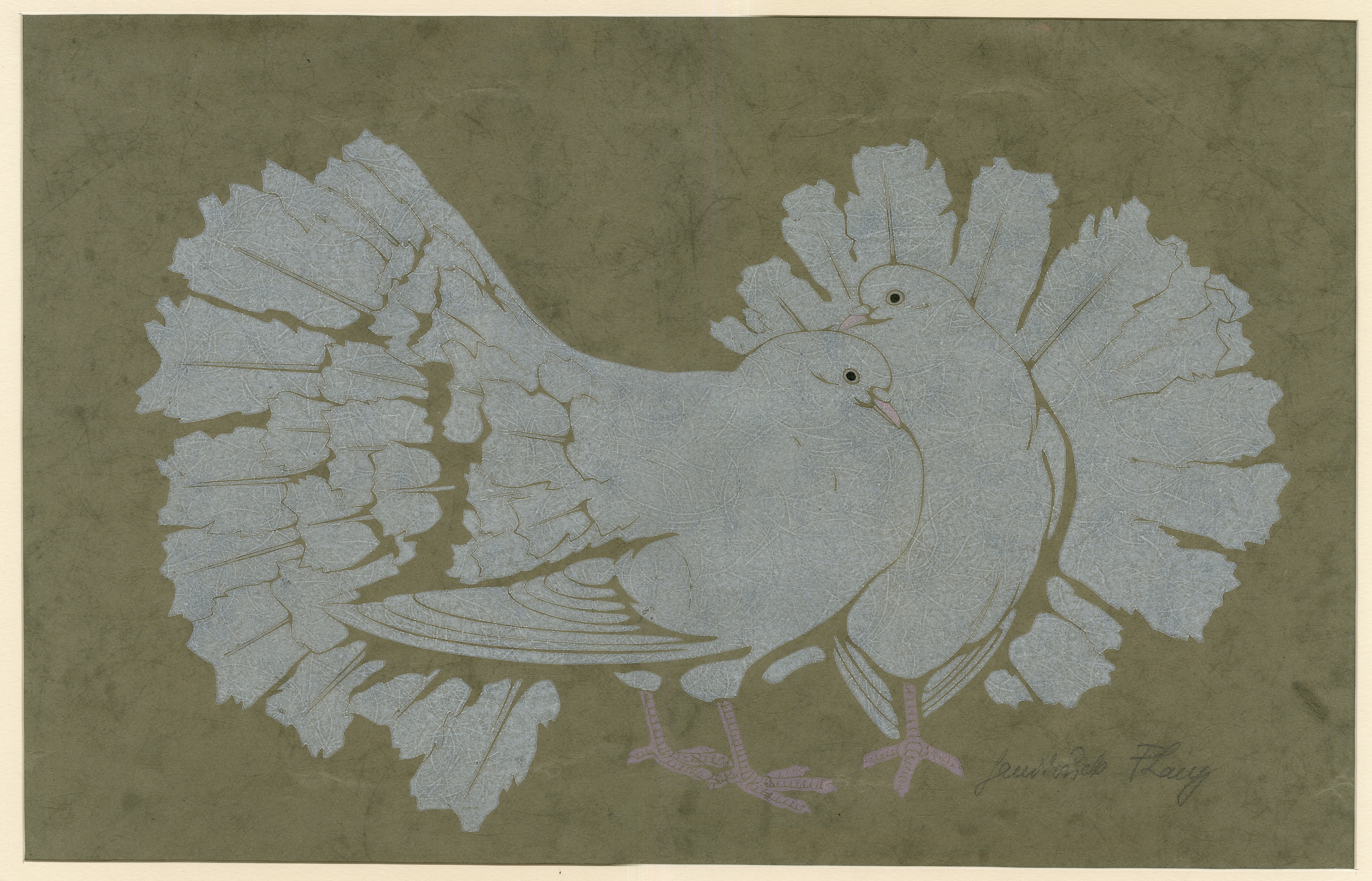 Zwei weisse Tauben (Two white pigeons) (about 1927)