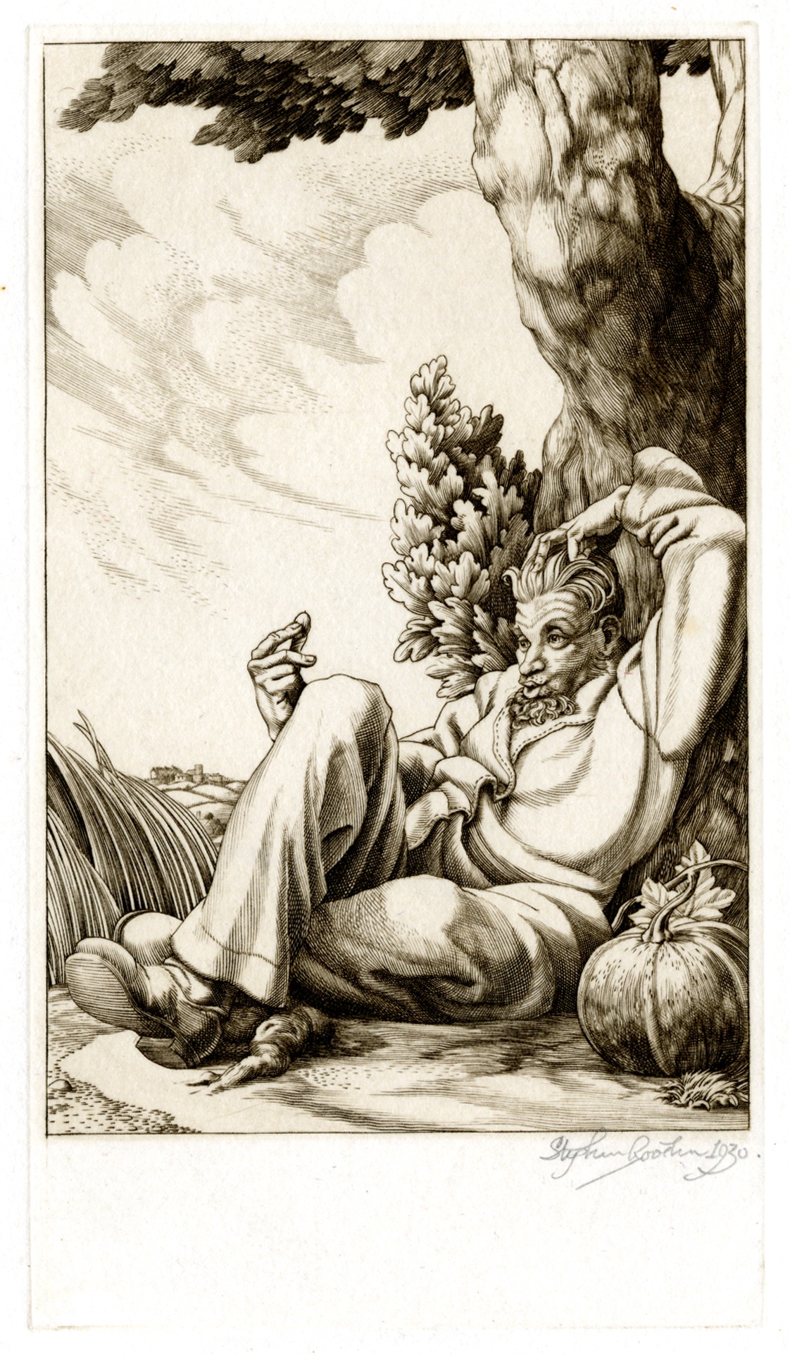 The Acorn and the Pumpkin (Illustration to The Fables of Jean de la Fontaine, Vol. II, translated by Sir Edward Marsh, Heinemann, London and Random House, New York, 1931) (1930)