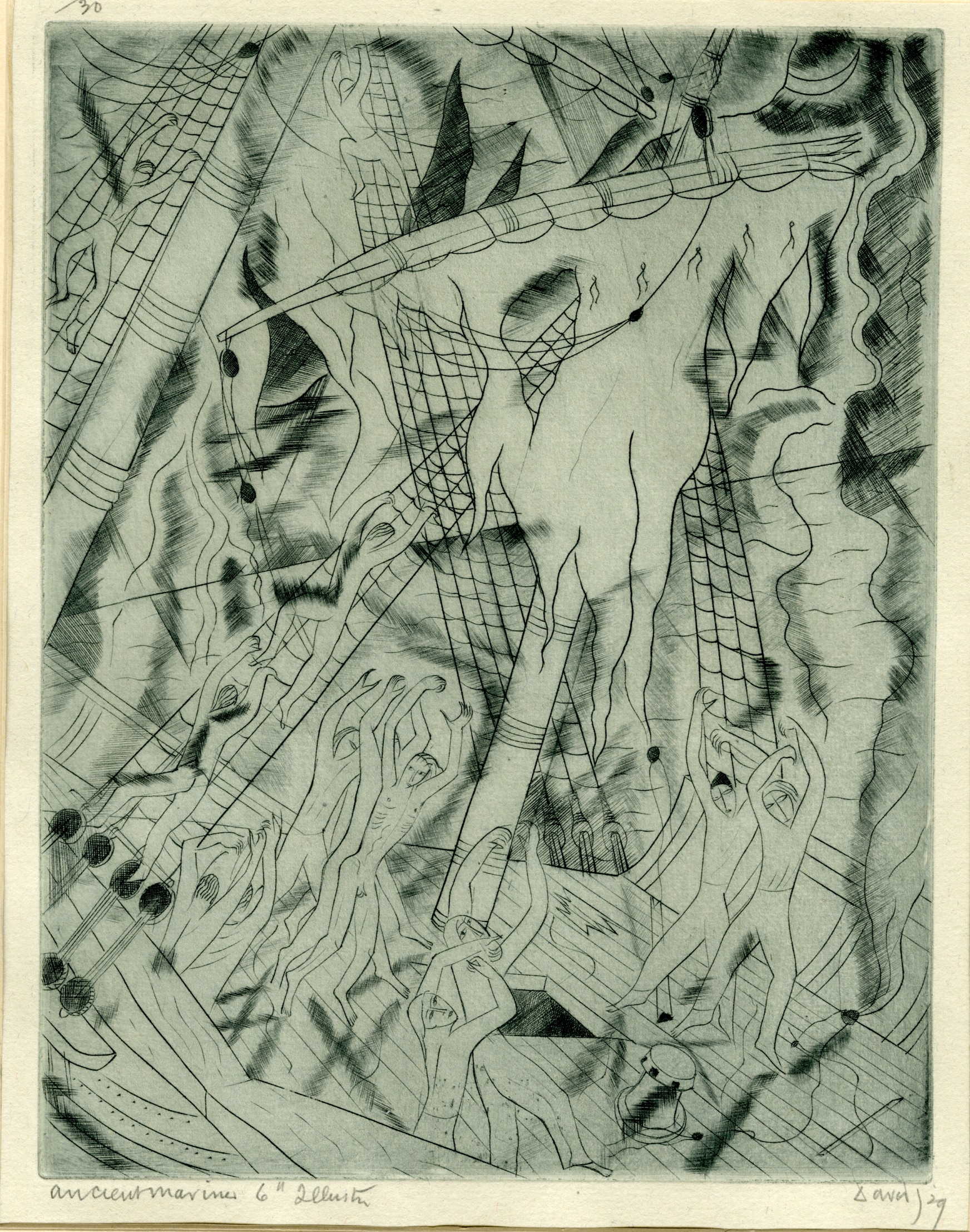 The mariners (Illustration to Coleridge's The Ancient Mariner series, plate 6) (1929)