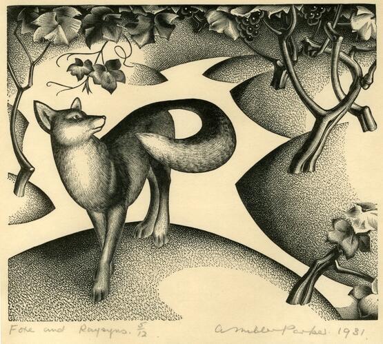 Foxe and raysyns (Illustration to 'The Fables of Esope' [sic] Gregynog Press, 1931) (1931)