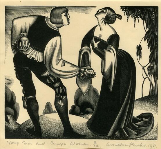 Yong man and comyn woman (Illustration to 'The Fables of Esope' [sic], Gregynog Press, 1931) (1931)