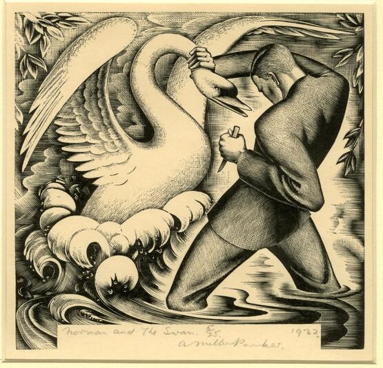 Norman and the swan (Illustration to Rhys Davies' Daisy Matthews, Golden Cockerel Press, Berkshire, 1932) (1932)