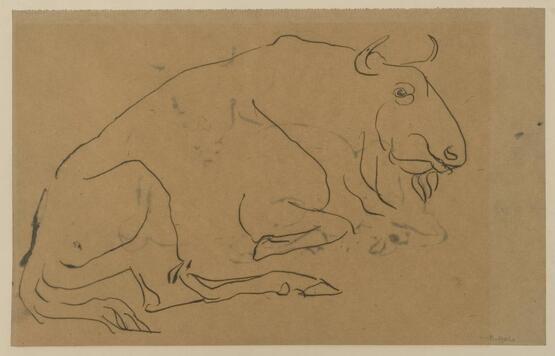 Verso: Traces of Sketch of Bison (circa 1912-13)