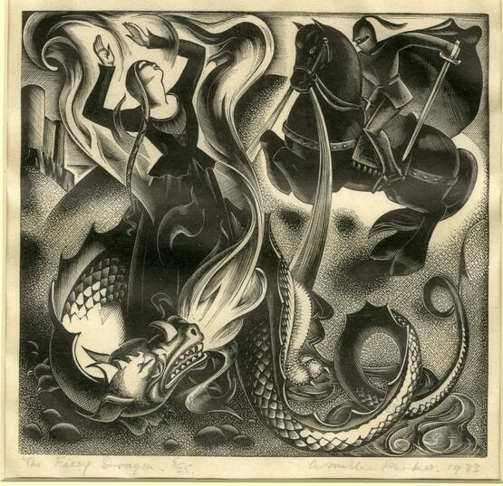 The fiery dragon (Illustration to XXI Welsh Gypsy Folk Tales, collected by John Sampson, Gregynog Press, 1933) (1933)