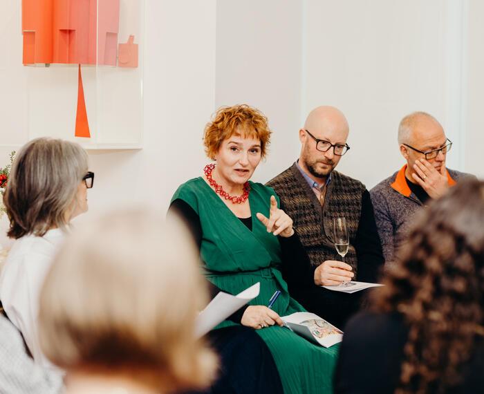 Curators at a panel talk